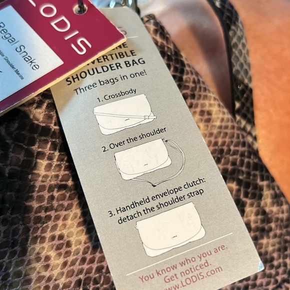 Lodis Black and Gray Snake Print Clutch with adjustable strap and dust bag new - Picture 11 of 13